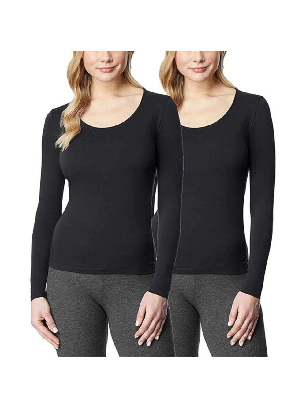 32 Degrees 2 Pk. Long Sleeve Top Size L Black/Black